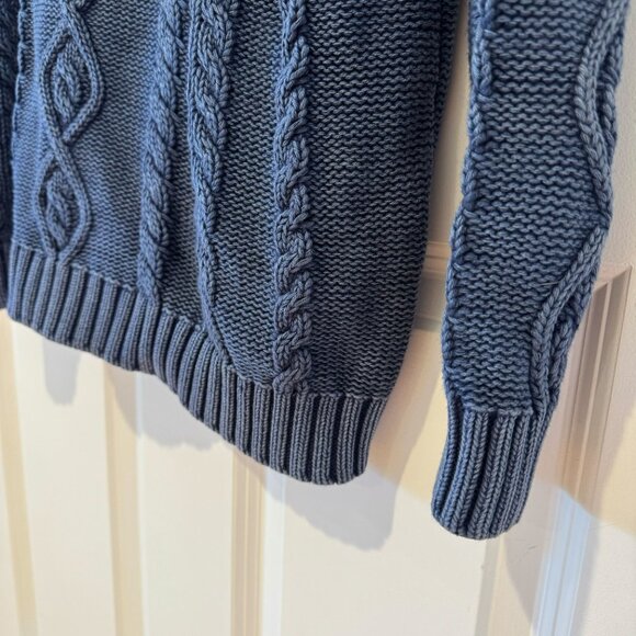 Woolover Blue Cotton Mock Neck Cable Knit Sweater‎ - Size Large - Picture 6 of 7